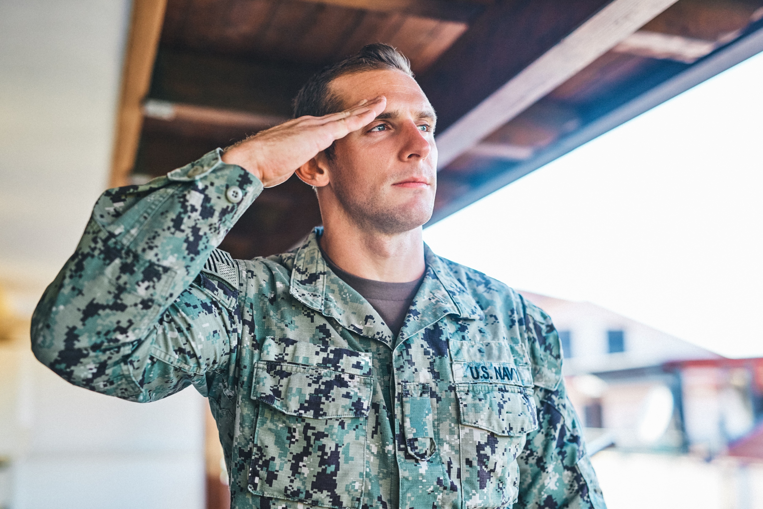 A man who salutes