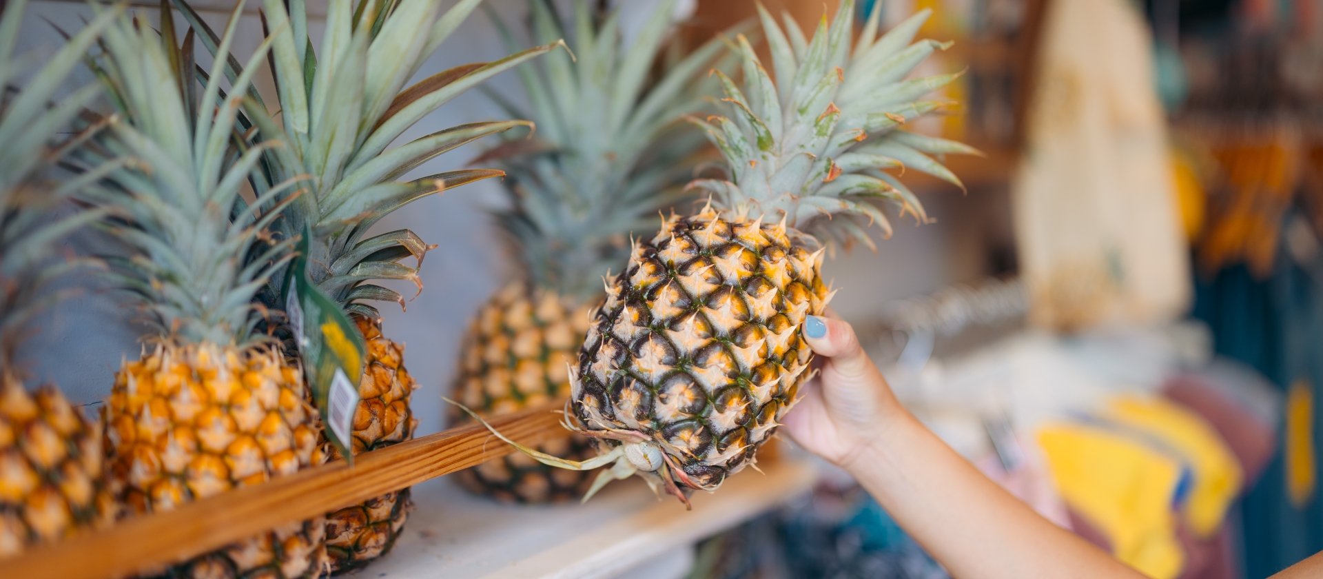 Hand holding a pineapple at Maui Store | Maui Pineapple Store