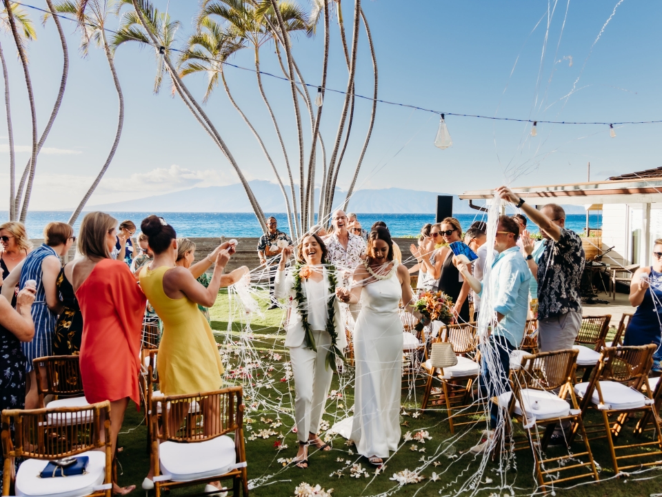 wedding ceremony at Royal Lahaina and celebration