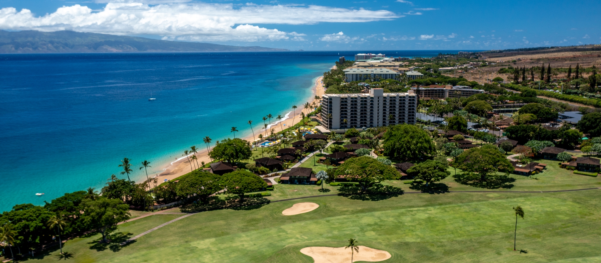 aerial view of the Royal Lahaina resort and beach front